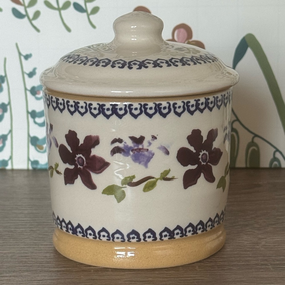 RESERVED! Nicholas Mosse Pottery Clematis Sugar Bowl With Lid